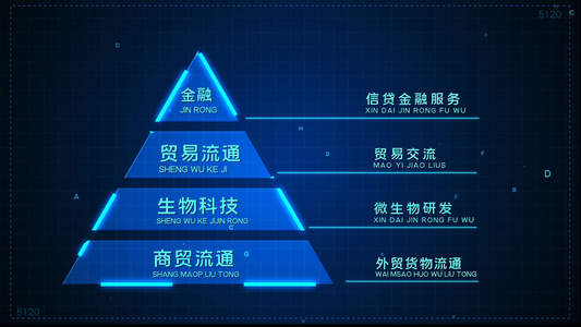 科技蓝色金字塔架构数据信息展示ED视频