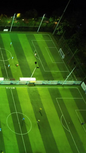 航拍城市夜景灯光足球场体育运动健身比赛素材运动素材视频