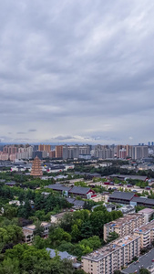 西安雨后城市建筑延时大雁塔视频