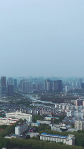 航拍武汉城市中央商务区世贸金融中心写字楼视频
