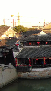 航拍5A级景区西塘古镇历史古建筑与纵横交错的河道浙江旅游视频