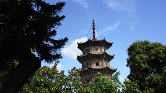 泉州开元寺东西塔风景视频