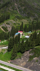 5A天山大峡谷景区天鹅湖景观区航拍视频自然风光视频