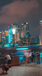 上海外滩夜景人流延时上海夜景视频