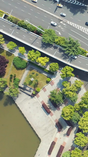 航拍城市立体交通车流转盘道路素材城市素材35秒视频