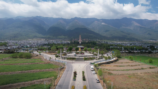 航拍云南大理崇圣寺三塔文化旅游区 视频