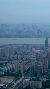 航拍武汉武昌和长江两岸风光延时视频高楼大厦视频