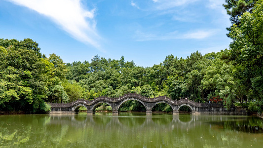 湖南桃花源5A景区聚贤桥古桥延时摄影视频