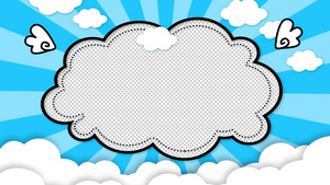 云朵翅膀卡通边框带通道模版20秒视频