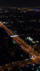 苏州城市中心夜景俯瞰航拍视频