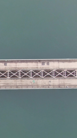 航拍跨河大桥垂直俯拍20秒视频
