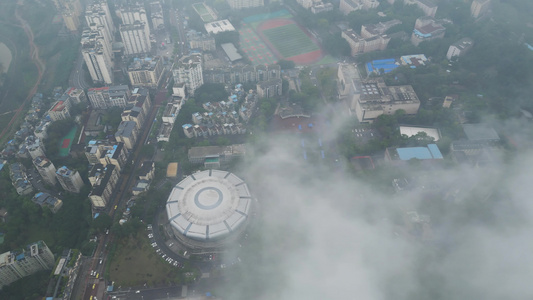 重庆西南大学高视角俯瞰校园航拍视频
