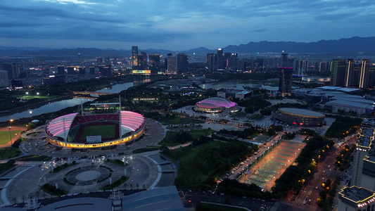 义乌地标夜景航拍视频合集视频