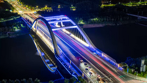 8k北京温榆河桥夜晚延时摄影16秒视频