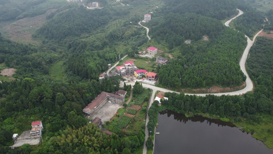 小山村 村庄航拍美景视频