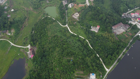 小山村 村庄航拍美景视频