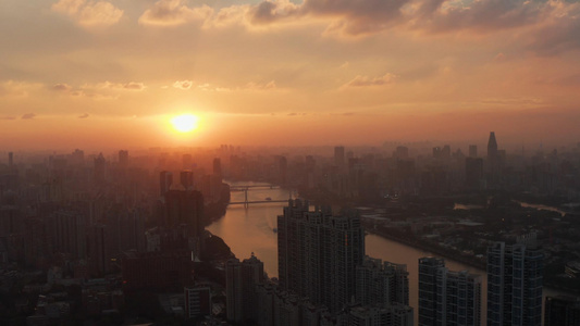 广州日落大景[黄昏时候]视频