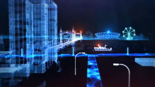 创意科技企业开场城市LOGO展示片头会声会影X10模板视频