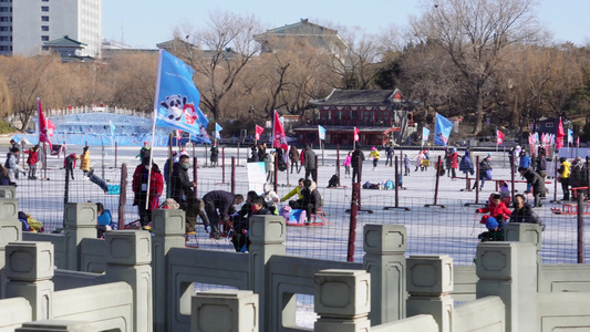 000北京冰雪节滑冰场紫竹院公园视频