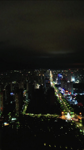 繁华的都市城市夜景灯光航拍视频