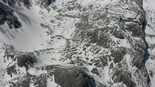 航拍云南丽江玉龙雪山主峰扇子陡冰川公园视频