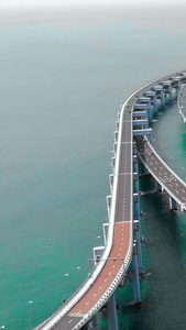 航拍大连地标跨海大桥海岸线视频