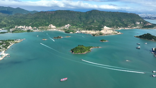 航拍惠州惠阳小桂东升村海岛视频