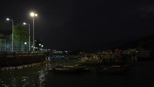 夜晚的海湾风光实拍视频