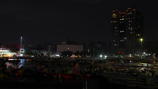 夜晚的海湾风光实拍视频