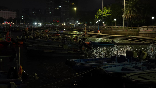 夜晚的海湾风光实拍视频