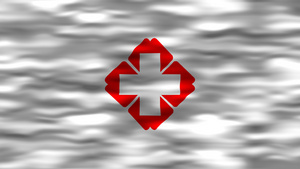 医院红十字旗帜波浪流动展示动画41秒视频