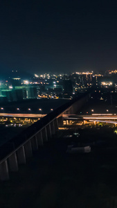 航拍大范围移动延时城市震撼交通枢纽立交车流夜景立交桥视频