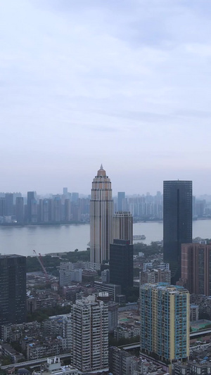 航拍城市江景地标金融写字楼素材航拍素材43秒视频