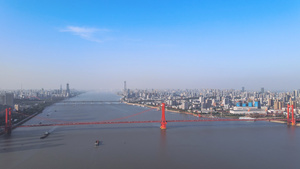 航拍风光城市长江江景旅游红色鹦鹉洲长江大桥素材77秒视频