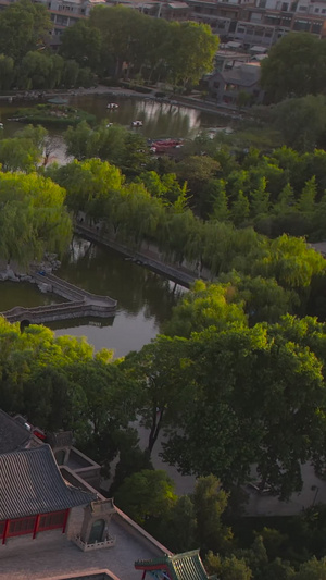 俯拍邯郸4A景点历史古建筑武灵丛台视频旅游景点37秒视频