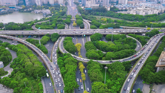 城市桥梁高架桥交通航拍视频