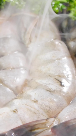 厄瓜多尔白虾海鲜食材61秒视频