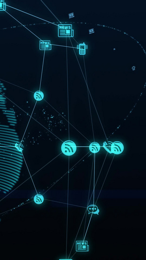 大气连线数据科技地球背景蓝色科技16秒视频