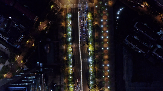 上海城市街道鸟瞰航拍视频