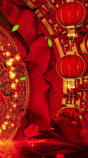 喜庆三维春节背景素材跨年舞台背景30秒视频