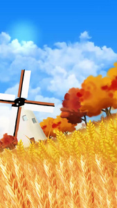 秋季丰收小麦背景视频秋天落叶视频