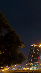 移动延时北京CBD地标国贸大厦商务写字楼街景车流高速发展视频