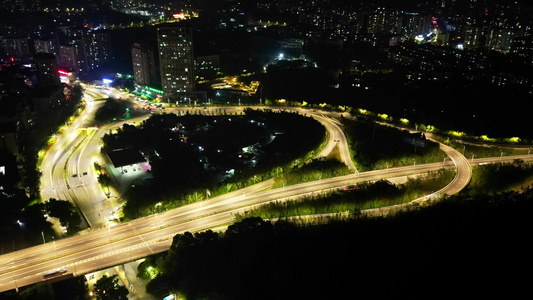 4K重庆北碚高速互通夜景车流航拍延时视频