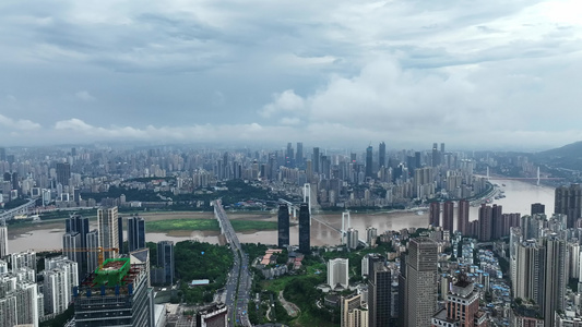 重庆夏日暴雨航拍视频