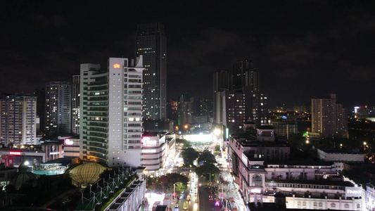 广西南宁城市夜景移动延时航拍视频