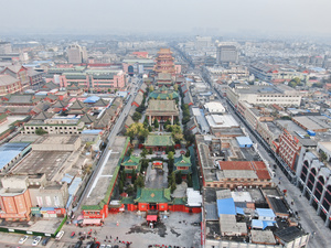 河南开封4A景区大相国寺航拍62秒视频