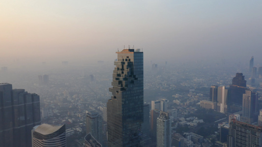4K无人机航拍泰国曼谷城市中心地标建筑群视频