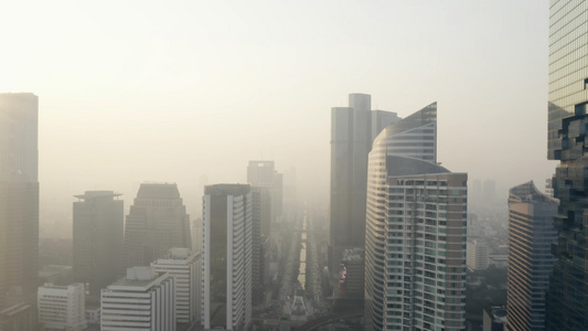 4K无人机航拍泰国曼谷城市中心地标建筑群视频