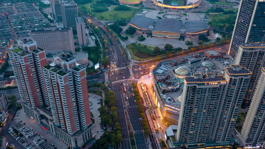 义乌城市交通夜景车流航拍延时视频