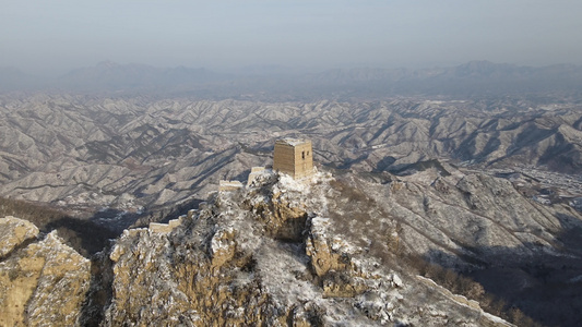 冬季雪景长城大气震撼场景视频